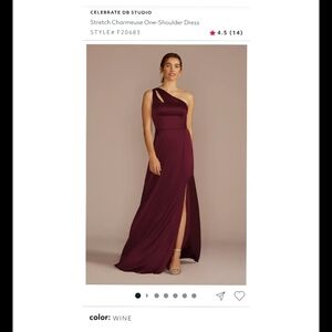 David's Bridal Stretch Charmeuse One-Shoulder Dress